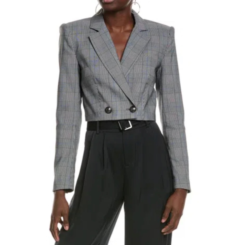 Ramy Brook Siena Glen Plaid Crop Blazer